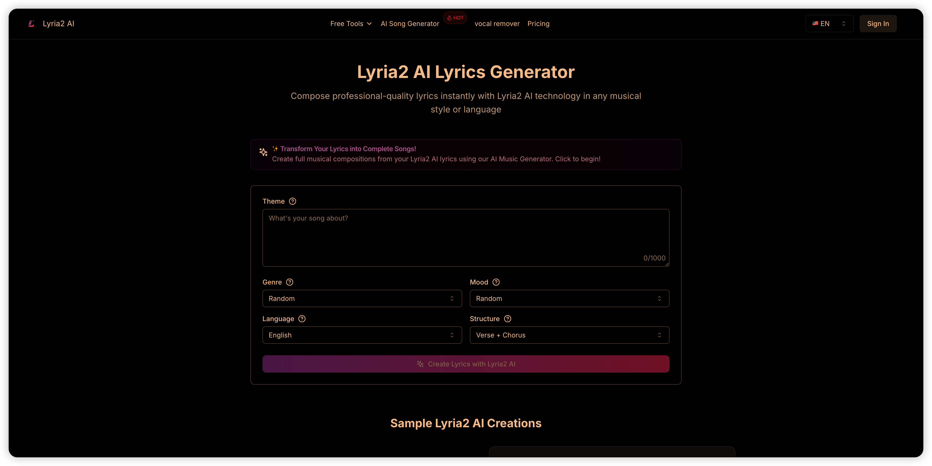 AI Lyrics Generator